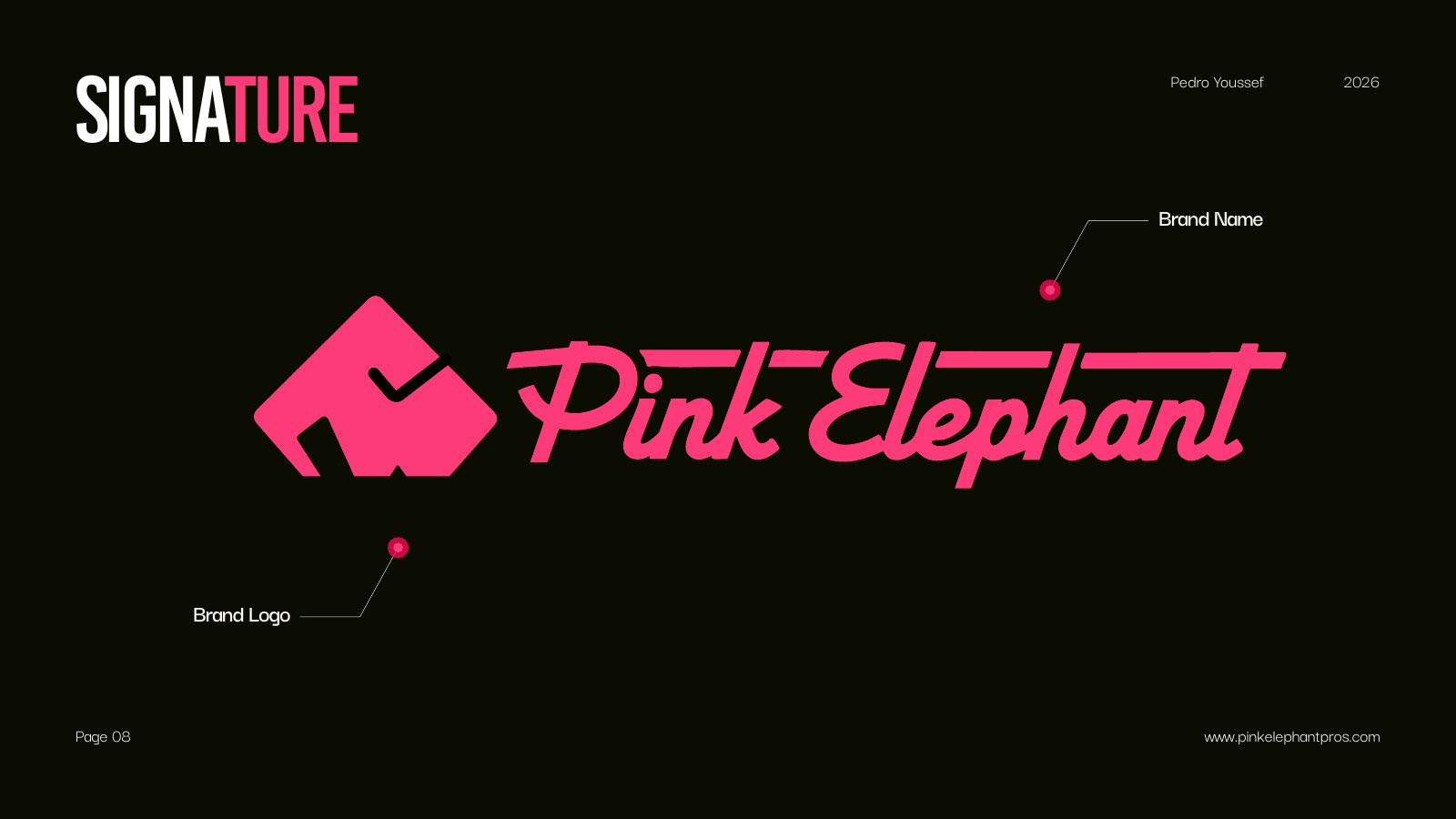 Pink Elephant signature logo and symbol