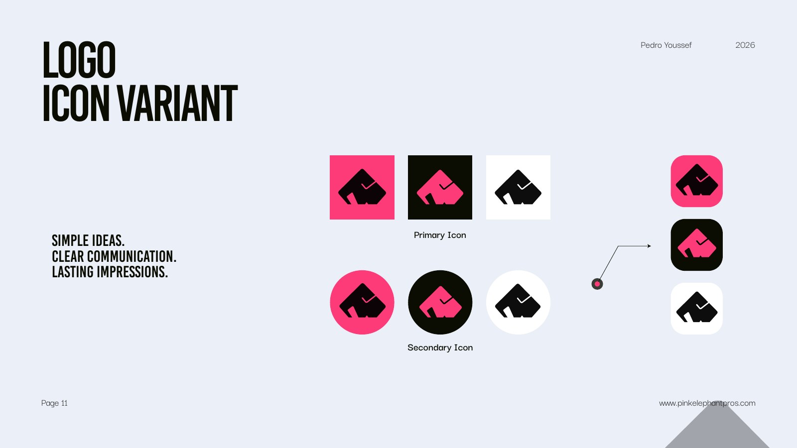 Pink Elephant icon variants in square and circular formats